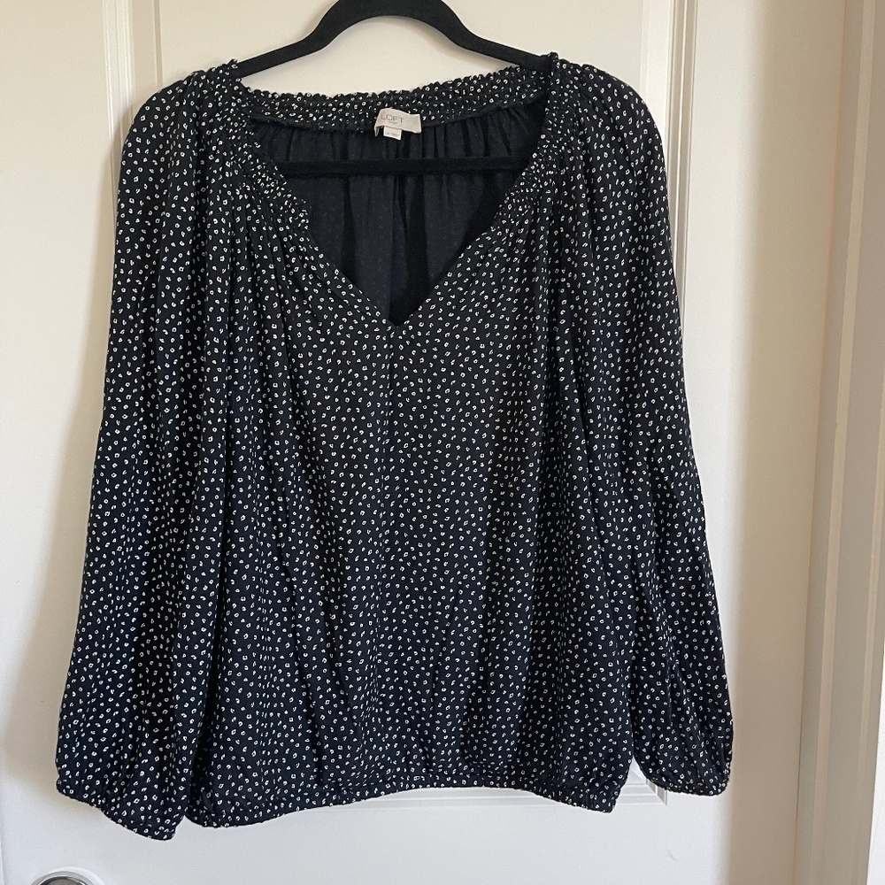 Ann Taylor Loft - blouse - large - black and white